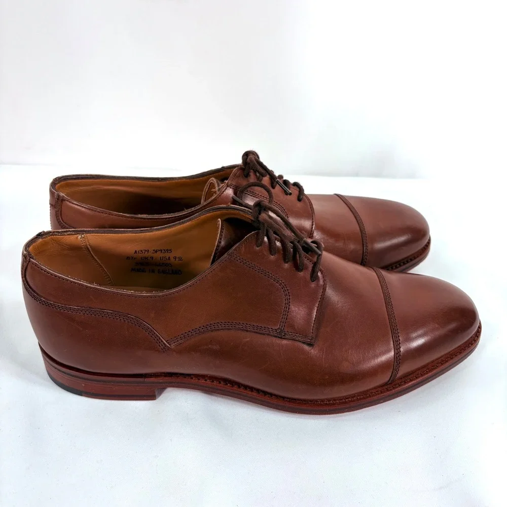 Alfred Sargent J.Crew Derby Shoes Brown Leather Cap Toe England A1379-SP9395 9.5